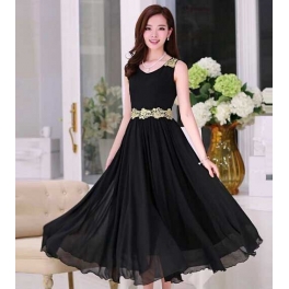 long dress pesta tanpa lengan D1904