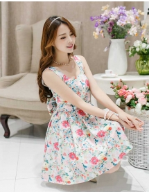 dress korea motif bunga D1952