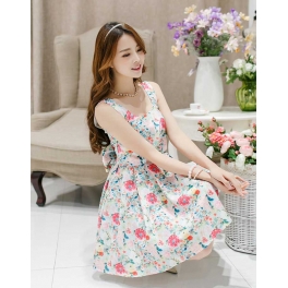 dress korea motif bunga D1952