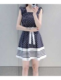 dress wanita motif polkadot D1953