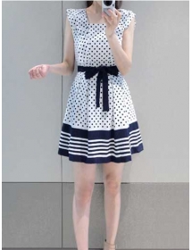 dress wanita motif polkadot D1954