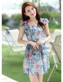 dress wanita motif bunga D1959