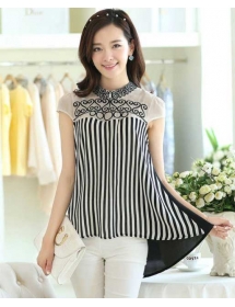 blouse chiffon motif salur T2204