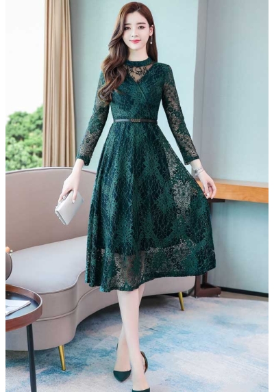 midi dress brukat wanita korea D8025