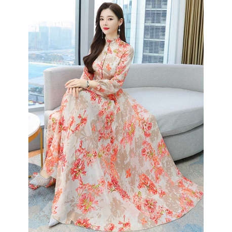 maxi dress wanita korea D7997