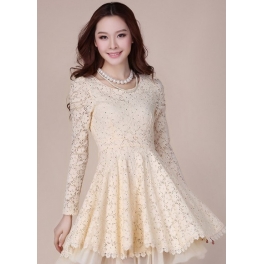 dress brukat lengan panjang D2067