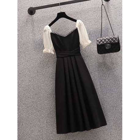 midi dress wanita korea D8042