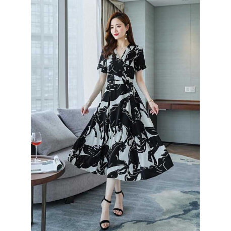 dress wanita korea D7507