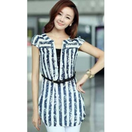 blouse wanita motif salur T2249