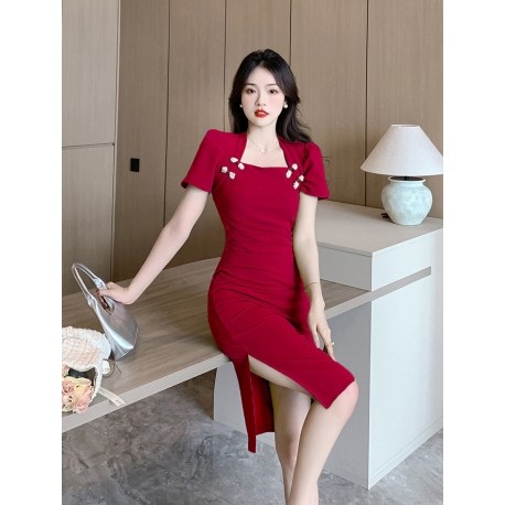 dress pesta wanita korea import  D8091