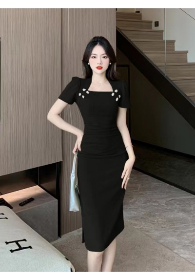 dress pesta wanita korea import  D8092