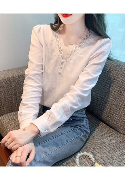 blouse v-neck wanita korea import T8288