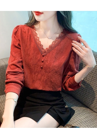 blouse v-neck wanita korea import T8289