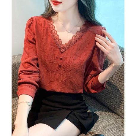 blouse v-neck wanita korea import T8289