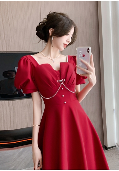 dress pesta wanita korea import  D8091