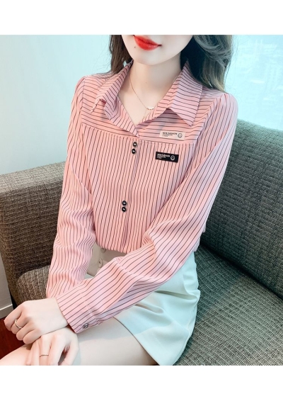 kemeja wanita korea motif salur T8301