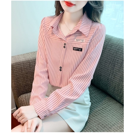 kemeja wanita korea motif salur T8301