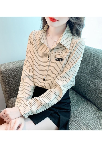 kemeja wanita korea motif salur T8301