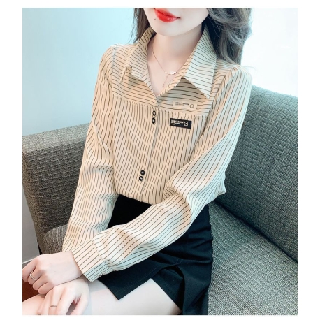 kemeja wanita korea motif salur T8301