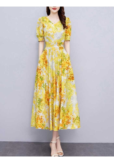 maxi dress wanita korea D7997