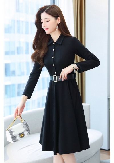 dress wanita korea lengan panjang D8119