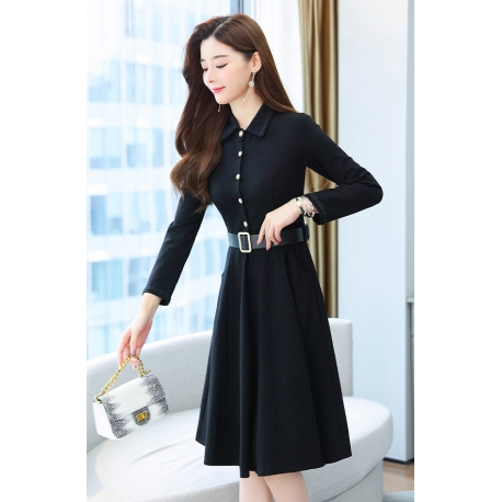 dress wanita korea lengan panjang D8119