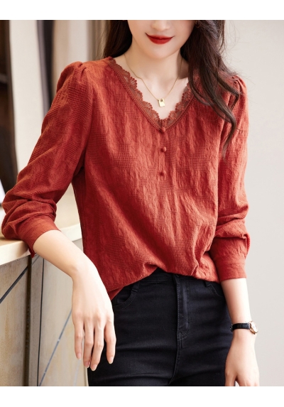 blouse v-neck wanita korea import T8290