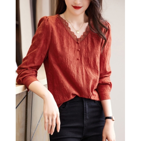 blouse v-neck wanita korea import T8290