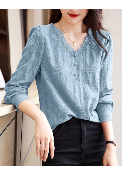 blouse v-neck wanita korea import T8290