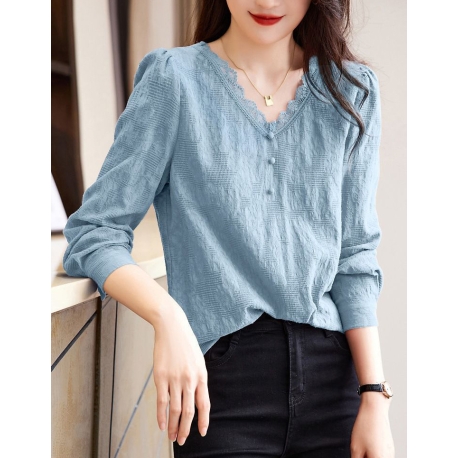 blouse v-neck wanita korea import T8290