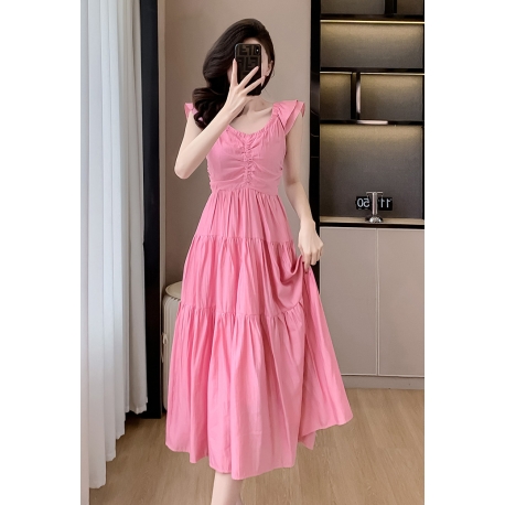 dress pesta  wanita korea warna putih D8139