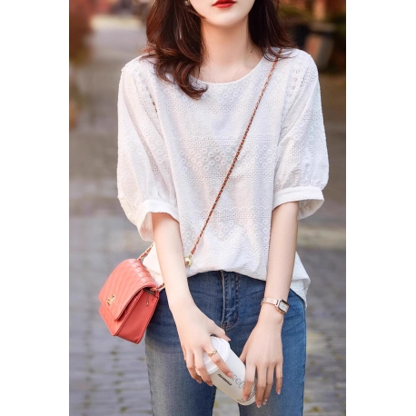 blouse wanita korea putih T8200