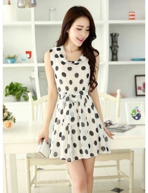 dress wanita motif polkadot D2370