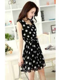 dress wanita motif polkadot D2371