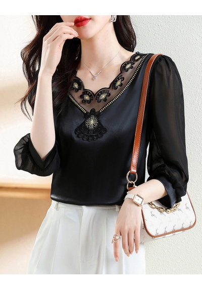 blouse brukat wanita korea import T8321