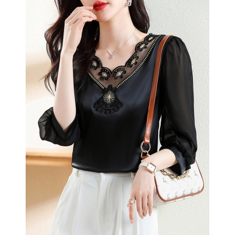 blouse brukat wanita korea import T8321