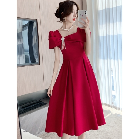 midi dress pesta wanita korea D8187