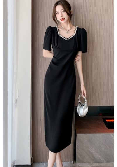 dress pesta wanita korea lengan panjang D8183