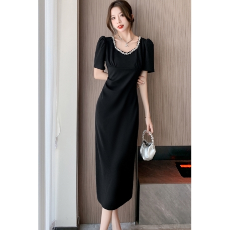 dress pesta wanita korea lengan panjang D8183