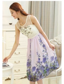 dress chiffon motif bunga D2377