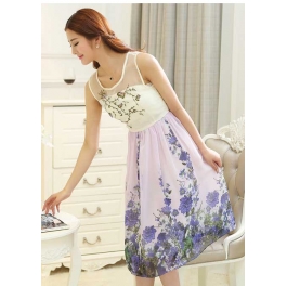 dress chiffon motif bunga D2377