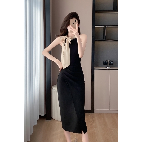 midi dress pesta wanita korea import D8158