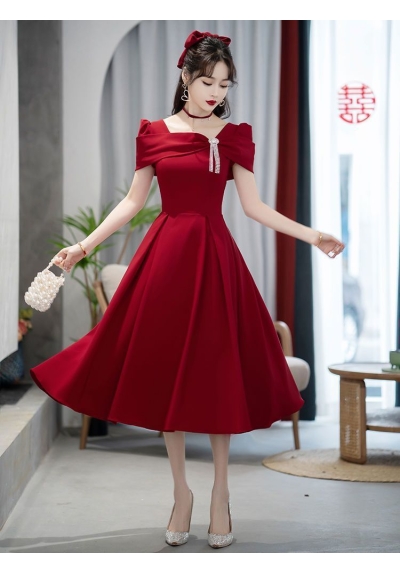 midi dress pesta wanita korea D8197