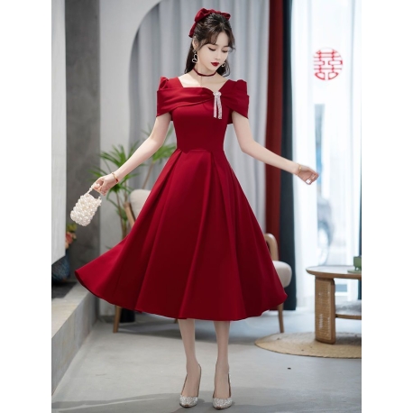 midi dress pesta wanita korea D8197