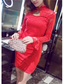 dress brukat kerah shanghai D2404