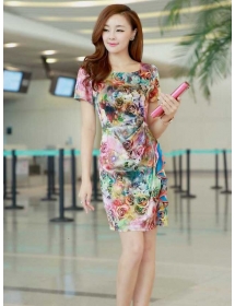 dress wanita korea D2415