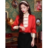 blouse cheongsam merah import  T8468