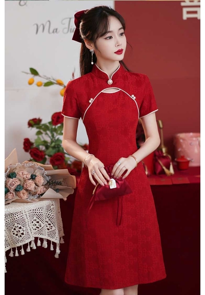 dress cheongsam merah import D8261