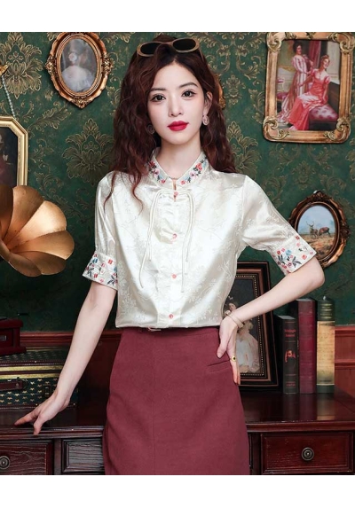 blouse cheongsam merah import  T8468