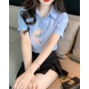 kemeja wanita korea lengan pendek import T8472